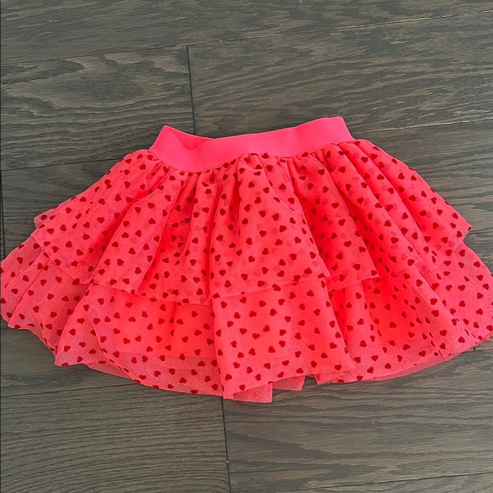 Cat & Jack Target Pink Tulle Skirt w/ Red Hearts 3T